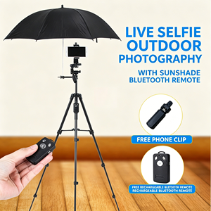 Trépied Yunteng 5228 pour téléphone portable et appareil photo, parapluie de protection solaire extérieur, support triangulaire pour selfie et diffusion en direct - Product Image 1