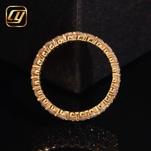 Full Pave <b>Iced</b> Out Eternity Band IGI VVS Lab Grown Diamond <b>Ring</b> Gold Plated 925 Sterling Silver Luxury Wedding Anniversary <b>Ring</b> - Product Image 3