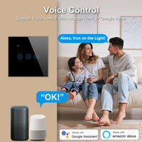 Interruttore a Muro EU 220V a 2 Vie con Pannello in Vetro Touch Screen, Interruttore Intelligente Wi-Fi per Illuminazione