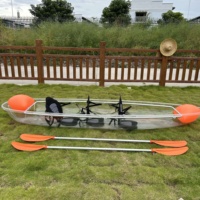 Kayak transparent WOLANG de 11 pieds, trois places, avec siège en EVA, bateau confortable en PC transparent pour les stations balnéaires