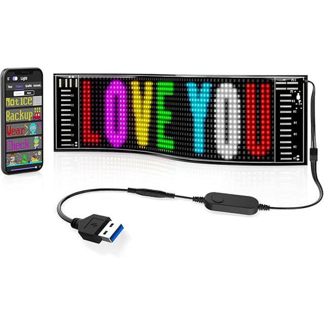 LED Car Soft Screen, USB In-vehicle Flexible Advertising Screen, APP Bluetooth Storefront Glass Devil's Eye Display Screen