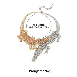 Collier ras du cou pour femme Kaimei 2026, bijoux fantaisie, animal crocodile, entièrement serti de diamants, grand collier punk pour femme, collier animal pour femme - Product Image 6