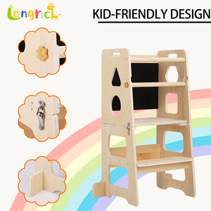 4 trong 1 Toddler bếp Phân Helper bé học tập tháp bằng gỗ Montessori trẻ em học tập tháp gấp tháp học tập - Product Image 3