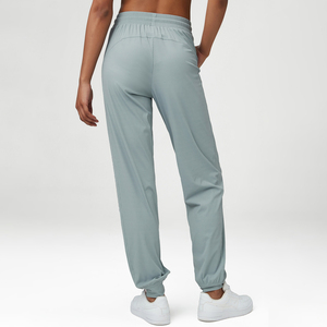 Nouveau <span class=keywords><strong>pantalon</strong></span> de sport taille mi-haute pour <span class=keywords><strong>femme</strong></span> avec fermeture à la taille élastique Style <span class=keywords><strong>cargo</strong></span> lisse et ample Lavage coloré Élastique décoratif - Product Image 4