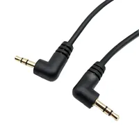 Câble audio stéréo jack 3,5 mm mâle-mâle à angle droit plaqué or de 10 cm pour autoradio