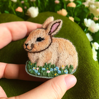 Konijnenborduurpatches Kawaii Konijnengezicht Appliqués Met Knipogen En Hartogen