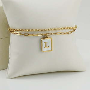 Zogxin Double Layer Stainless Steel Paperclip Letter Bracelet Gold Fashion Titanium Steel Shell Jewelry For Women - Product Image 4