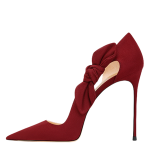 Escarpins à talons hauts grande taille 47 pour femme, à nœud, à enfiler, à découpe latérale, à talon aiguille, respirants, pour pieds larges, en daim, pour l'été, l'automne et les soirées - Product Image 6