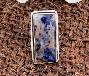 Anillo Rectangular de Sodalita Natural, Plata de Ley 925, Joyería Geométrica con Piedras Preciosas, para Mujeres y Hombres, Clásico para Bodas, Diseño Personalizado al por Mayor - Product Image 1