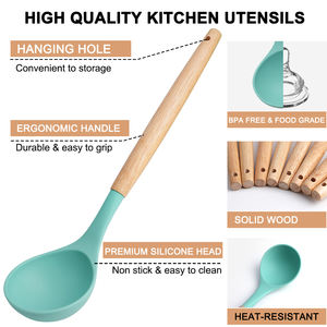 Vente en Gros Accessoires de Cuisine Ustensiles en Bois et Silicone Ensemble de Cuillères Articles de Cuisine Ustensiles de Cuisine en Bois et Silicone - Product Image 3