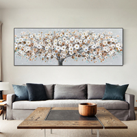 Impression sur toile d'art mural abstrait, peinture d'arbre avec des fleurs blanches épanouies, nature morte sans cadre, encre originale imperméable