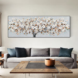 Impression sur toile d'art mural abstrait, peinture d'<span class=keywords><strong>arbre</strong></span> avec des fleurs blanches épanouies, nature morte sans cadre, encre originale imperméable - Product Image 4