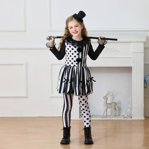 Costume d'Halloween pour enfants, costume de clown, robe de fête de cirque, robe de magicienne pour filles, spectacle de carnaval - Product Image 1
