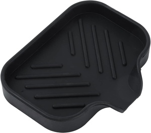 Porte-savon en silicone avec drain, plateau à savon, idéal pour distributeur, éponge, bouteille, tasse sur évier ou comptoir - Noir - Product Image 1