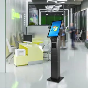 Yazıcı QR self servis sipariş ödeme kiosk ile 21.5 inç masaüstü android veya windows self servis kiosk makinesi