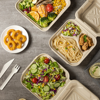 6 pouces biodégradable compostable alimentaire conteneur canne à sucre Bagasse Burger Hamburger boîte emballage pâte de papier à emporter boîte à déjeuner