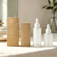 Flacon en verre transparent de 30 ml / 100 ml avec compte-gouttes, fond épais, pour sérum de soin de la peau, personnalisable