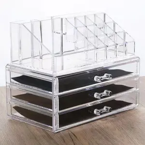 Multifunctionele Plastic Cosmetische Organizer Clear Make-Up Borstel Opbergdoos Met Laden Acryl Make-Up Organizer