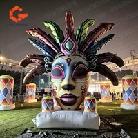 Masque gonflable personnalisé en usine, masque d'horreur gonflable à LED avec base pour décoration de mascarade
