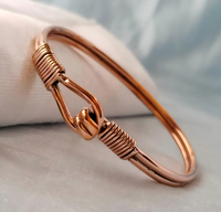 Bracelet ajustable en cuivre massif fait main de 7/9 pouces, design classique avec crochet pour homme et femme, à porter au quotidien