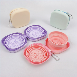 Mangkuk Lipat Silikon 2 in 1 untuk Hewan Peliharaan dengan Penutup Ritsleting untuk Membawa Mangkuk Makan Kucing dan Anjing ke Luar Ruangan - Product Image 1