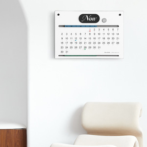 Minimalist Perpetual Calendar Wall <b>Hanging</b> Rectangle Beige Home Decor - Product Image 3