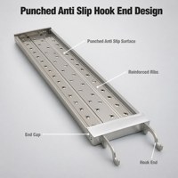 Planche de chantier ronde en acier perforé, multi-longueurs, avec bord plié et extrémité à crochet pour système d'échafaudage, vente en gros