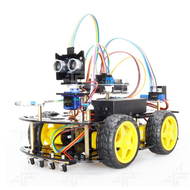 Eparthub Ultrasonic Infrared Obstacle Avoidance Smart Car Kit with Line Tracking for Programmable Car Projects