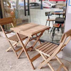 ชุดโต๊ะและเก้าอี้รับประทานอาหารกลางแจ้งราคาประหยัดทันสมัย สำหรับใช้ในห้างสรรพสินค้าและโรงเรียน เฟอร์นิเจอร์สวนไม้เนื้อแข็งทนทาน - Product Image 1