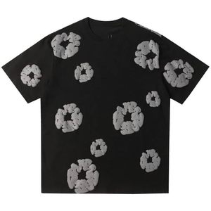 T-shirt camouflage noir pour homme avec motif en relief en caoutchouc gris, vêtement décontracté unisexe pour adulte, style hip-hop, haut à manches courtes - Product Image 1