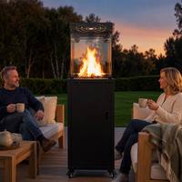 Calentador de Patio Comercial de Gas para Exteriores Fangran, Chimenea de Columna de LPG con Cristal para Restaurante, Patio, Casa de Huéspedes