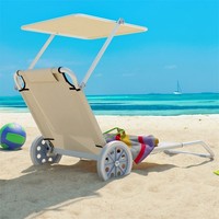 Chaise longue de plage portable avec roues, pliable, en acier, tissu Oxford 600D, capacité 120 kg, design contemporain, facile à transporter, mobilier d'extérieur
