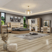 Ensemble de meubles de chambre à coucher turc en MDF de grande taille pour la maison et l'appartement, lit moderne en bois de taille Queen, Double, Full ou King Size