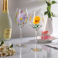 Verres à vin et verres à jus en cristal peints, style vintage, pour usage domestique, aux standards d'esthétique élevés