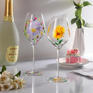 Copas de Vino y Jugo de Cristal Pintadas a Mano, Estilo Vintage, de Alta Calidad, para Uso Doméstico - Product Image 3