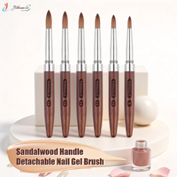 Nouvelle brosse à ongles en acrylique Kolinsky 100% avec manche en bois de santal, portable et détachable, pour l'application de poudre acrylique