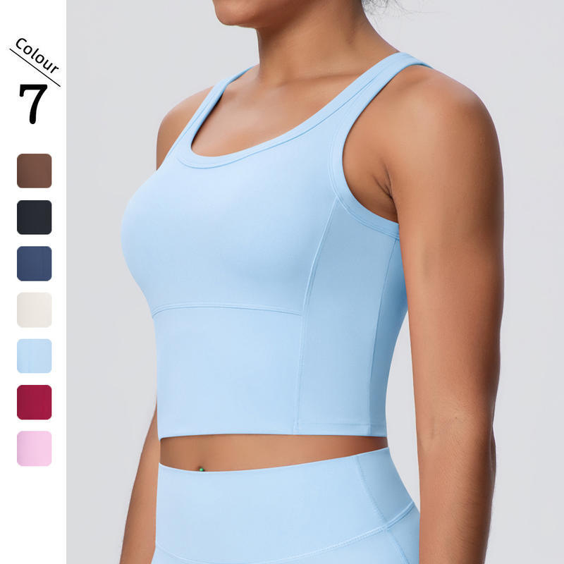JY New Custom Logo Gym Workout Breathable Athletic Quick-Drying Outdoor Sports Women Running Fitness Vest Quick Dry Yoga Top