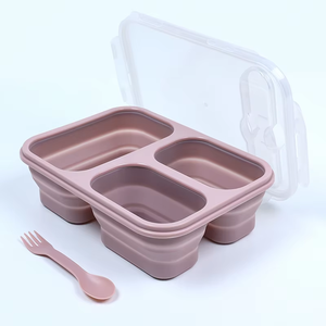 Lonchera Bento Plegable de Silicona con 2 Compartimentos, Contenedor de Alimentos Ecológico, Libre de BPA, Apto para Lavavajillas y Congelador - Product Image 6