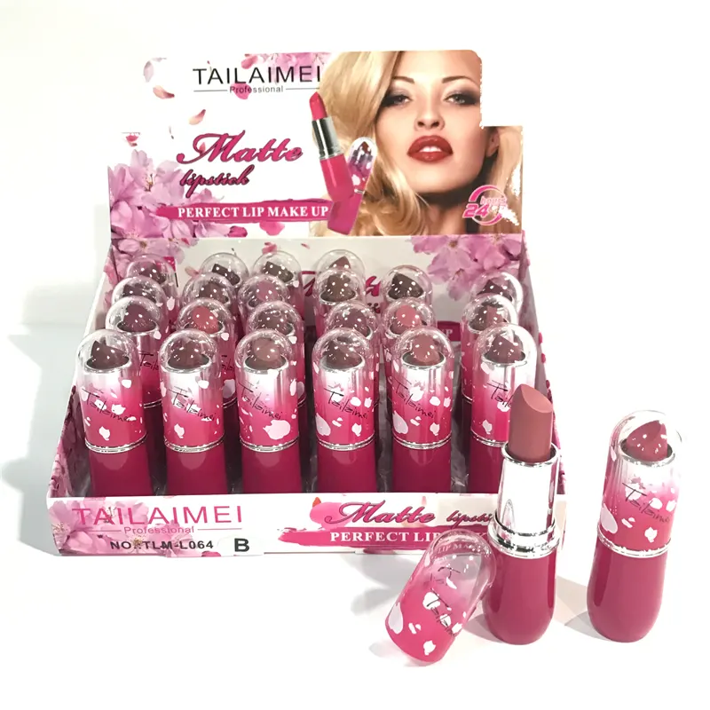 Free Sample Private Label 24 Hour Matte Lipstick Balm Wholesale Moisturizing Makeup Vegan Lipstick OEM