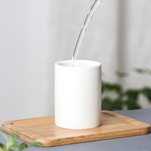 ชุดถ้วยชาเซรามิกสีดำและสีขาวทรงตรงไม่มีหูจับสองชิ้นสำหรับใช้ในโรงแรมหรือที่บ้าน - Product Image 4