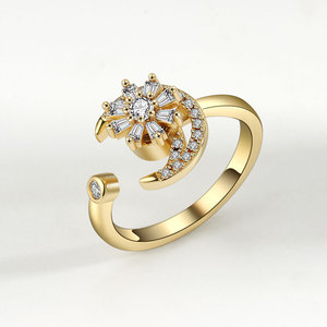 Fashion Jewelry <b>Rings</b> Zircon Adjustable Rotatable Daisy Flower Butterfly Bee <b>Ring</b> Sunflower Anillo Open Anxiety <b>Spinner</b> <b>Ring</b> - Product Image 6
