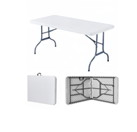 Table pliante portable en plastique robuste de 154 cm (60 pouces) pour camping et pique-nique en extérieur avec coussin imperméable