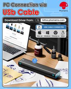 Impresora Térmica Portátil Inalámbrica Phomemo M08F A4, 203dpi, para Códigos <span class=keywords><strong>de</strong></span> <span class=keywords><strong>Barras</strong></span>, Transferencia <span class=keywords><strong>de</strong></span> <span class=keywords><strong>Tatuajes</strong></span> y Plantillas - Product Image 3