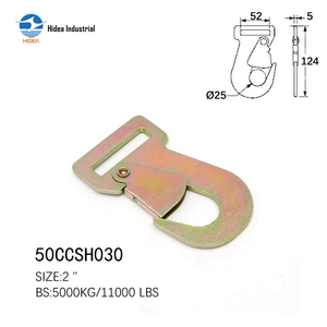 दो इंच का ट्रांसपोर्ट लीशिंग हुक ट्रक टाई डाउन हुक सेल्फ लॉकिंग फ्लैट हुक स्प्रिंट रहित स्नैक हुक रैचट स्ट्रैप फ्लैट हुक - Product Image 2