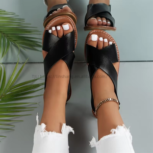 Hot Latest Design Flat Sandals Casual Wholesale High Quality Summer PU <b>Soft</b> Daily Large Size Sandals Women <b>Shoes</b> - Product Image 4