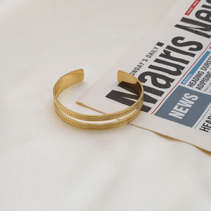 Geometric Gold Open Bracelet Double Ring Design Women's Jewelry Gift - Product Image 1