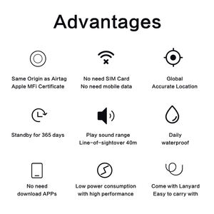 Localizador antipérdida con sistema de posicionamiento global inteligente certificado por MFi, compatible con iPhone "Buscar mi dispositivo" y AirTags. - Product Image 3