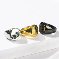 Modisch einfarbig quadratisch Ring defektfreier Edelstahl 18K-Gold Silber rechteckige Form Siegelring für Valentinsgeschenk