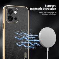 Étui de téléphone en cuir électro-plaqué de luxe, motif en cuir, coque respectueuse de la peau pour OnePlus Ace 6/15R/15/13T/Nord 5/Nord CE5