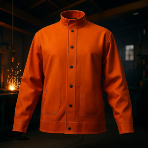 Veste de sécurité en cuir pour le soudage, taille L, résistante aux flammes, protection thermique 600C, vêtements de protection contre le feu - Product Image 2